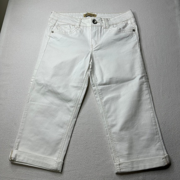 Democracy Womens White Capri Pants Denim Size 10 Summer Beach Vacation - Picture 1 of 13